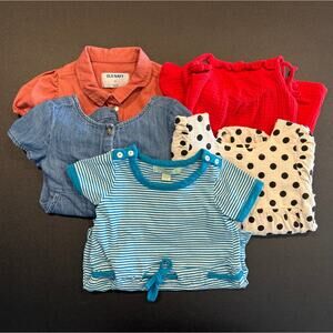 Bundle of 5 - 3 Rompers, 1 Bubble, 1 Dress, Toddler Girl Size 2T, Various Brands